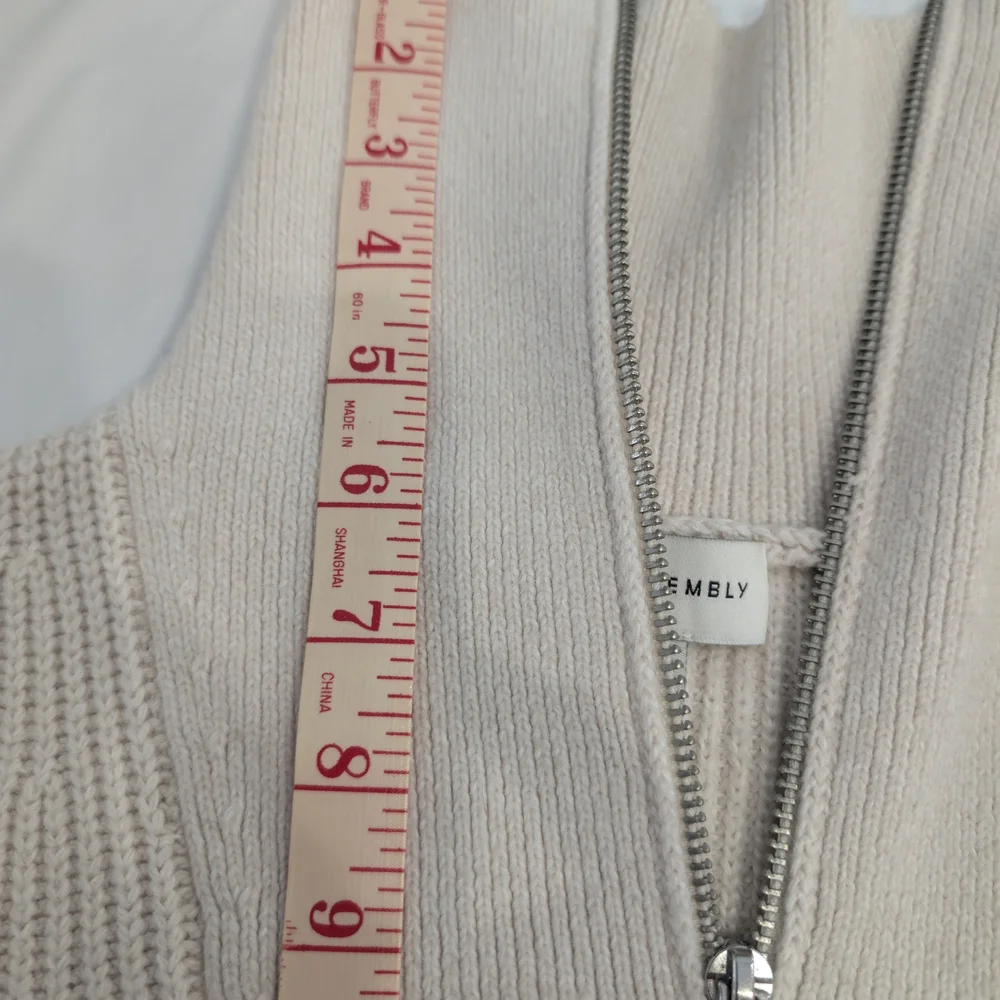 Free Assembly Unisex Half Zip Sweater Size Small Chunky Knit Black Stripes - Picture 12 of 12